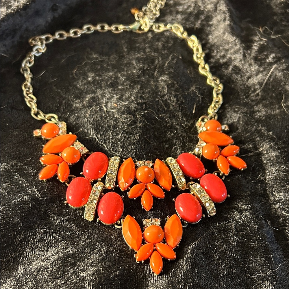 Vibrant shades of Orange Gemstone Necklace and earrings!